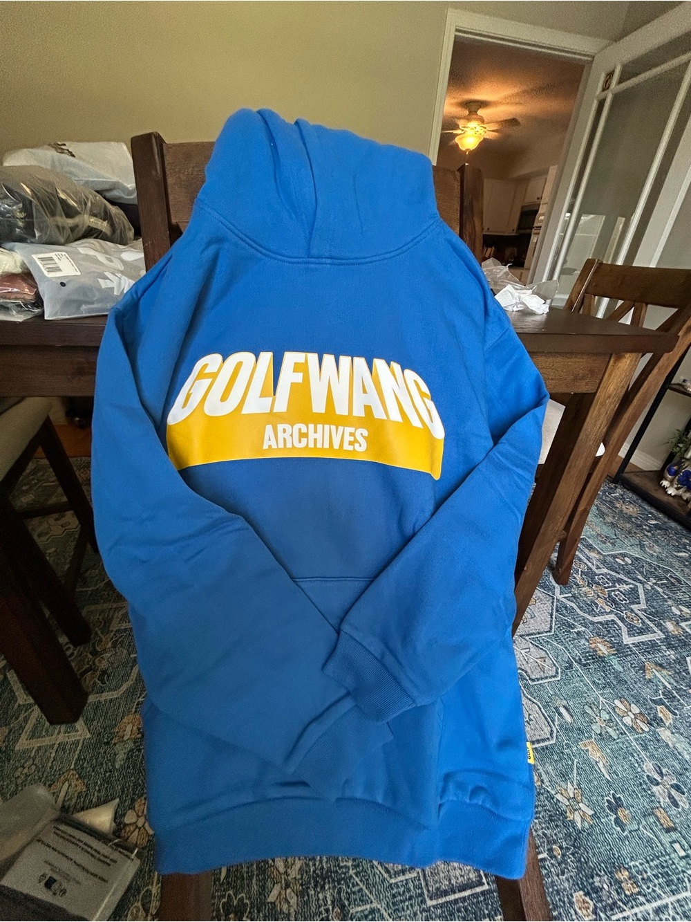 Golf Wang Archives Blue Hoodie with Yellow & White Logo